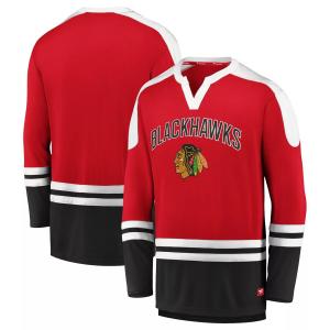 Мужская красная/черная футболка с логотипом Fanatics Chicago Blackhawks Iconic Slapshot с длинными рукавами