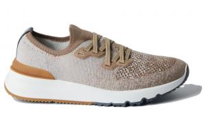 Вязаные кеды низкие Brunello Cucinelli, бежево-желтый