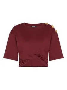 Топ с декоративными пуговицами Balmain, красный