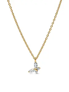 Комплект из позолоченного ожерелья и серег с прозрачными сверкающими бабочками Pandora