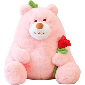 Плюшевая кукла сидящий медвежонок с цветочным принтом высота 35см/45см MORTEN SOLUM, розовый