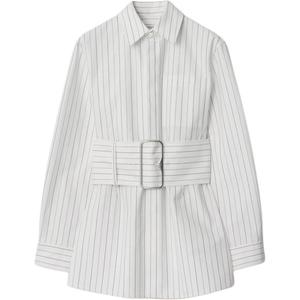 Полосатая хлопковая рубашка Burberry, белый