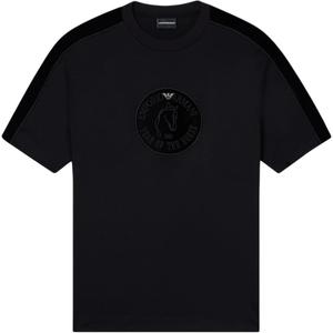 Футболка с бархатной вставкой Emporio Armani, черный