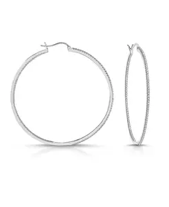 Тонкие большие серьги-кольца с ослепительно цветными кубическими цирконами Rachel Glauber, clear