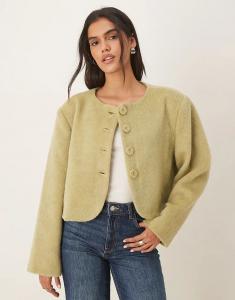 Укороченная куртка VRG GRL со структурированными плечами в цвете шалфея