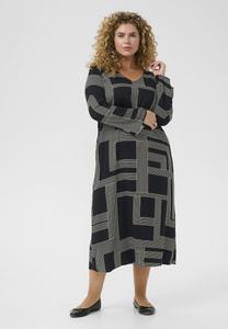 Платье Kaffe Curve DONNA, Black Beige Graphic Lines/Black
