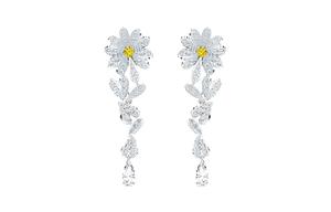 Swarovski Вечные цветочные серьги женские желтые