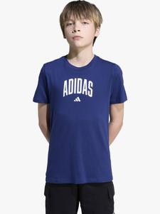 Детская хлопковая футболка с университетским принтом adidas, Dark Blue