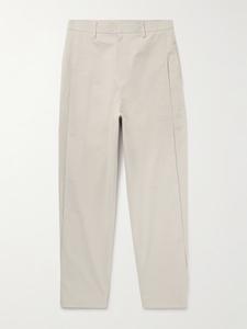 Прямые брюки из хлопчатобумажной поплиновой смеси со складками AMOMENTO, бежевый