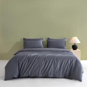 FUANNA Комплект постельного белья из 4 предметов, простыня на резинке 180 см, пододеяльник 200x230 см, далекий горный серый