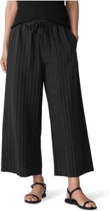 Брюки Eileen Fisher Cotton Blend Stripe Stitch Wide Cropped Pant, Black