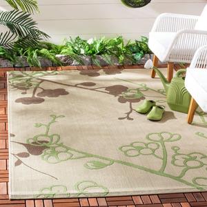 Ковер SAFAVIEH, 161 x 232 см, Washable Outdoor Courtyard Collection - , Natural & Olive, без линьки и легкий в уходе, идеален для патио, заднего двора, прихожей (CY4038A)