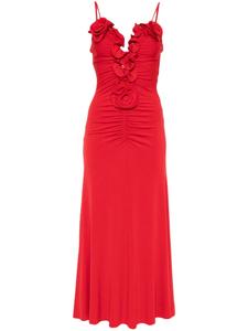 Платье миди NISSA с цветочной аппликацией, красный