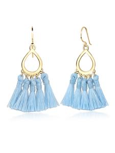 Elli Серьги в стиле бохо из серебра 925 пробы с светло-голубой кисточкой