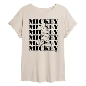 Футболка оверсайз с принтом Микки Мауса для подростков Disney, бежевый