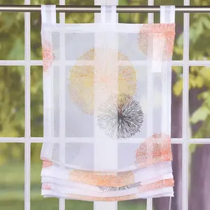 Римская штора, тканевая штора с оранжевыми кругами, 80х140 см