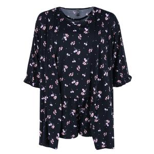 Женский комплект из майки, шорт и халата для сна PJ Couture, цвет black floral