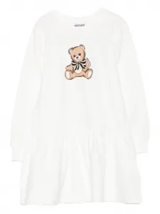 Платье с принтом Teddy Bear Moschino Kids, белый