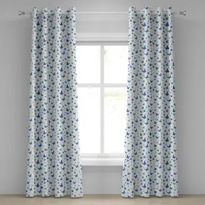 Шторы на люверсах Бабочки от ABAKUHAUS, рисунок бабочек, сезонная иллюстрация тропического леса, декоративные двухпанельные шторы, 280 см x 175 см, цвет: черный, белый, синий Abakuhaus