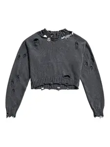 Состаренный свитер, украшенный кристаллами AREA, зеленый