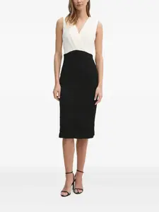 Фактурное платье миди с V-образным вырезом Dkny, белый