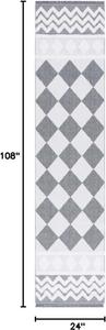 Ковер-дорожка SAFAVIEH, 61 x 275 см, Augustine Collection, Ivory & Grey, дизайн в стиле бохо с бахромой из хлопка, простой уход, идеально для помещений с высокой проходимостью в гостиной, спальне (AGT722F)