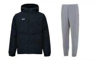 Повседневный спортивный худи с капюшоном для мужчин Under Armour, clothing sets (черный+серый)
