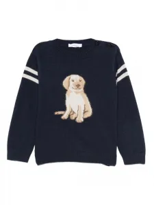 Полосатый свитер с вышивкой Patachou, синий