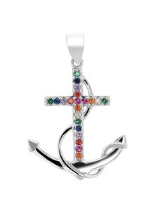 Adeliás Женский кулон в виде якоря из серебра 925 пробы с кубическим цирконием различных цветов