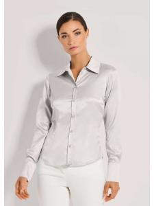 MADELEINE Рубашка-блузка с глянцевой отделкой жемчужно-белого цвета