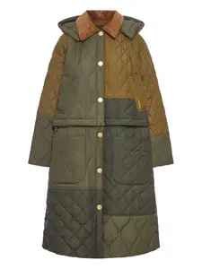 Стеганое однобортное пальто Cookston Barbour, зеленый