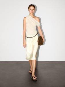 Асимметричный топ из 100% хлопка Massimo Dutti, песочный