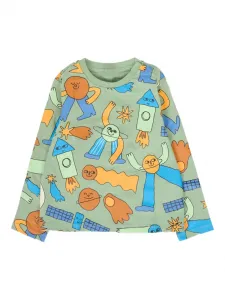 Футболка с длинными рукавами с космическим персонажем Stella McCartney Kids, зеленый