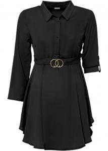 Длинная блузка с поясом из переработанного полиэстера Bodyflirt, черный