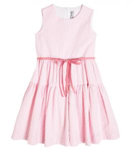 Хлопковое платье в полоску Il Gufo, розовый
