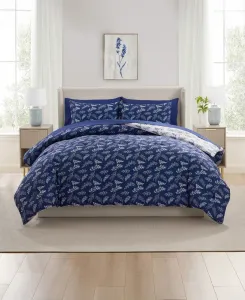 Роскошный мягкий комплект постельного белья с растительным узором, 7 предметов, размер Full Nestl, синий