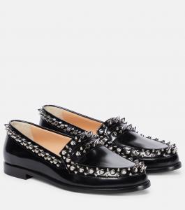 Матовые лоферы Mattia Spikes с шипами Christian Louboutin, черный