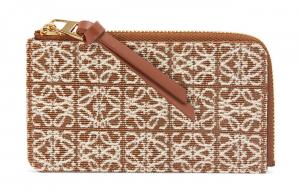 Жаккардовый кошелек для визиток и мелочи из телячьей кожи для женщин Tan LOEWE