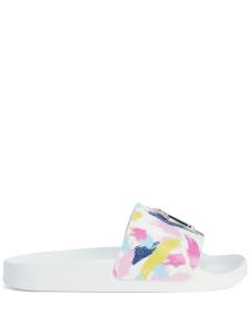 Giuseppe Zanotti шлепанцы Brett с принтом, белый