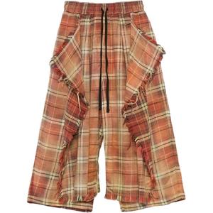 Потертые клетчатые брюки R13, оранжевый