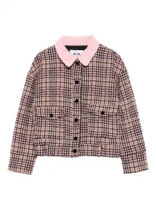 Пиджак с узором «гусиная лапка» MSGM Kids, розовый