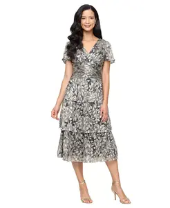 Женское платье миди длиной до щиколотки с люрексом и принтом SL Fashions