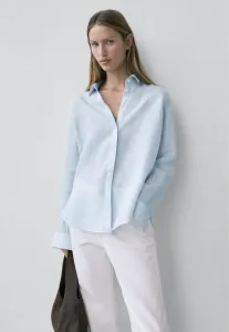 Свободная блузка в тонкую полоску на пуговицах Massimo Dutti, Blue