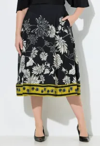 Алиновая юбка миди blüten komfortbund Ulla Popken, Black