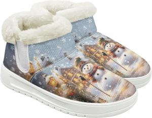 Меховые ботинки для женщин зимние снежные ботинки с теплой флисовой подкладкой, на мягкой подошве, удобные, без застежки, противоскользящие Cugasmaru, Snowman Winter