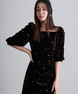 Бархатное платье с вырезом в форме сердца Pourvous, цвет Brown