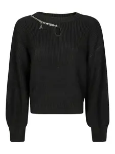 Свитер с цепочным декором Patrizia Pepe Girl, черный