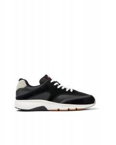 Мужские кроссовки на шнуровке и боковом рисунке черного цвета Camper, черный