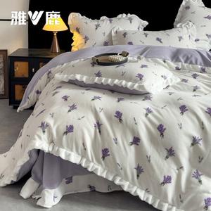 Yalu Комплект постельного белья 1,8 м, 4 предмета: пододеяльник 200x230 см, простыня, 2 наволочки, цвет лавандовый, флисовая подкладка, утепленный
