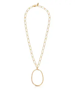 Крупное овальное ожерелье-цепочка с подвеской, покрытой 18-каратным золотом Ettika, gold
